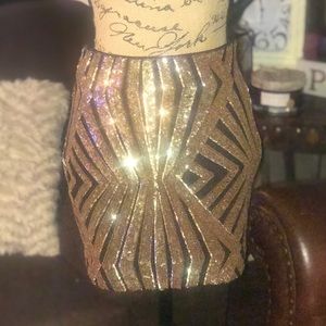 Gold Sequined Mini Skirt